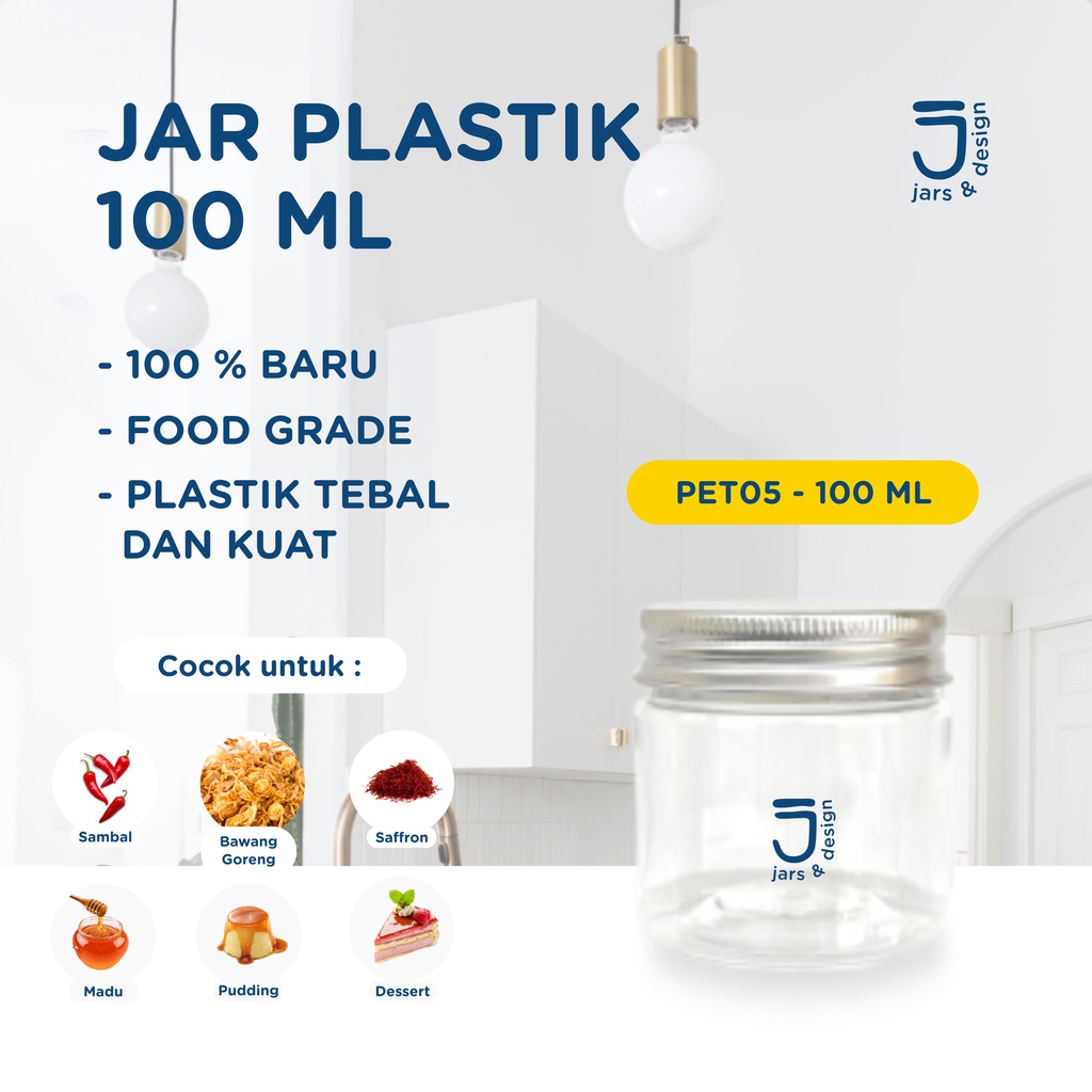 PET05 - Jar Plastik 100ml / Toples Plastik 100ml Tutup Aluminium