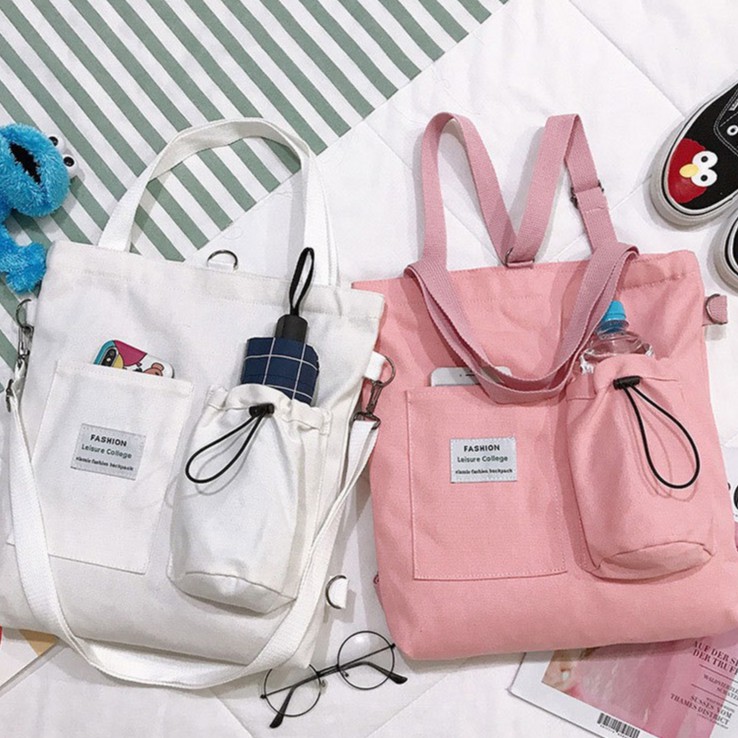 TC-110 tas canvas wanita tote bag selempang besar sekolah kampus import korea jepang