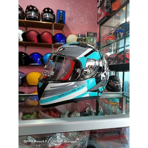 KYT FALCON2 FR FLOW BLACK AQUA BLUE / HELM KYT FALCON2 FR FLOW