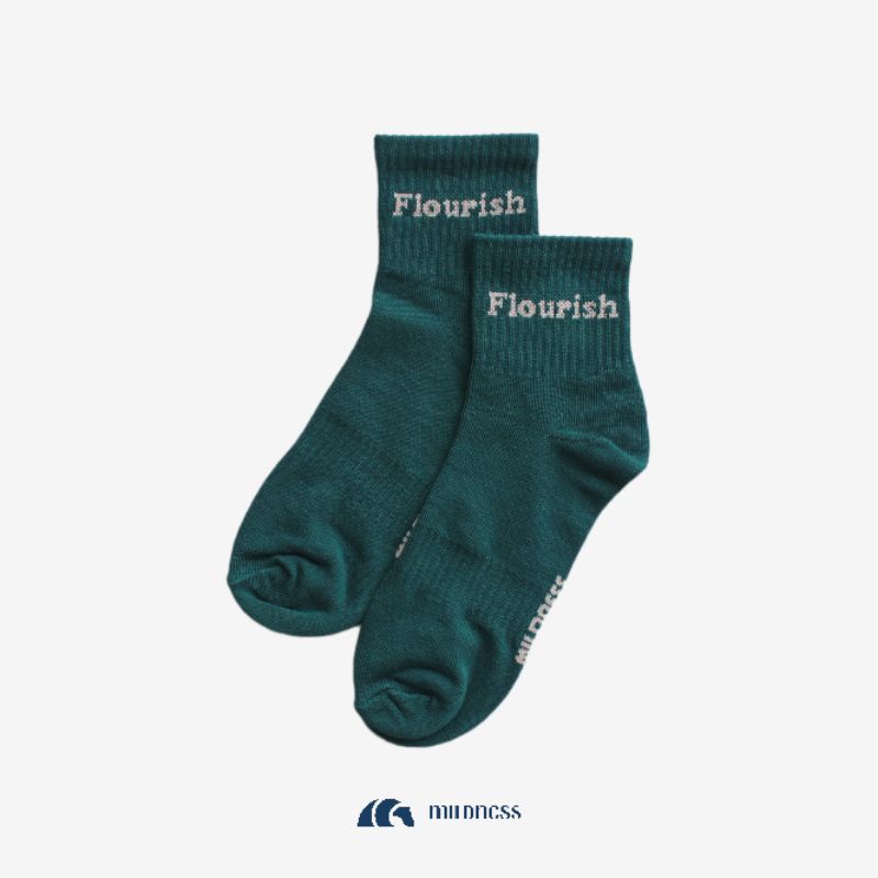 Mildness Kaos Kaki Ankle Flourish Hijau Botol Socks Pria Wanita Pendek