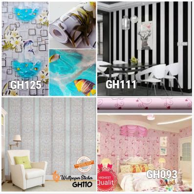 Wallpaper Sticker Wallpaper Dinding Gh Premium Quality 45CM x 8Mtr Shabby Chic (Bunga Bunga) - worldhome