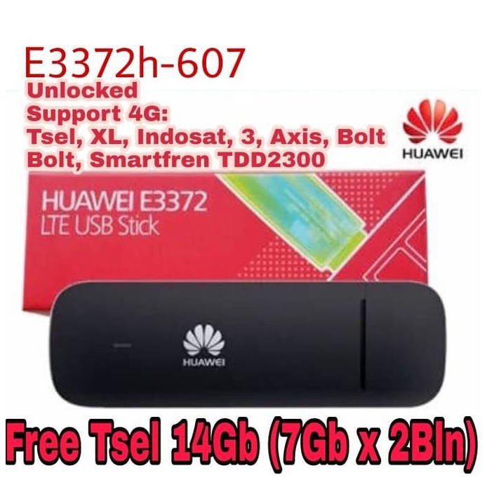 Terbaru Modem Huawei E3372 4G Lte Fdd 900/1800 150Mbps - Hitam Garansi