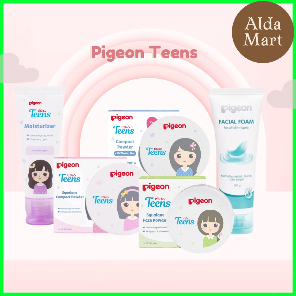 Pigeon Teens Facial Foam | Moisturizer | Face Powder Bedak Compact Powder UV Squalense Tabur Translucent