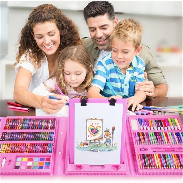 viral crayon set anak / Super Mega Art Set isi 208pcs warna pensil krayon Crayon Mewarnai / alat gambar mewarnai  /alat lukis cat air hadiah anak