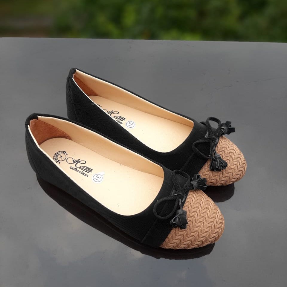 SBA03 26-30 Sepatu Balet, Flatshoes Anak Perempuan Umur 4 5 6 tahun - Motif Pita Rajut