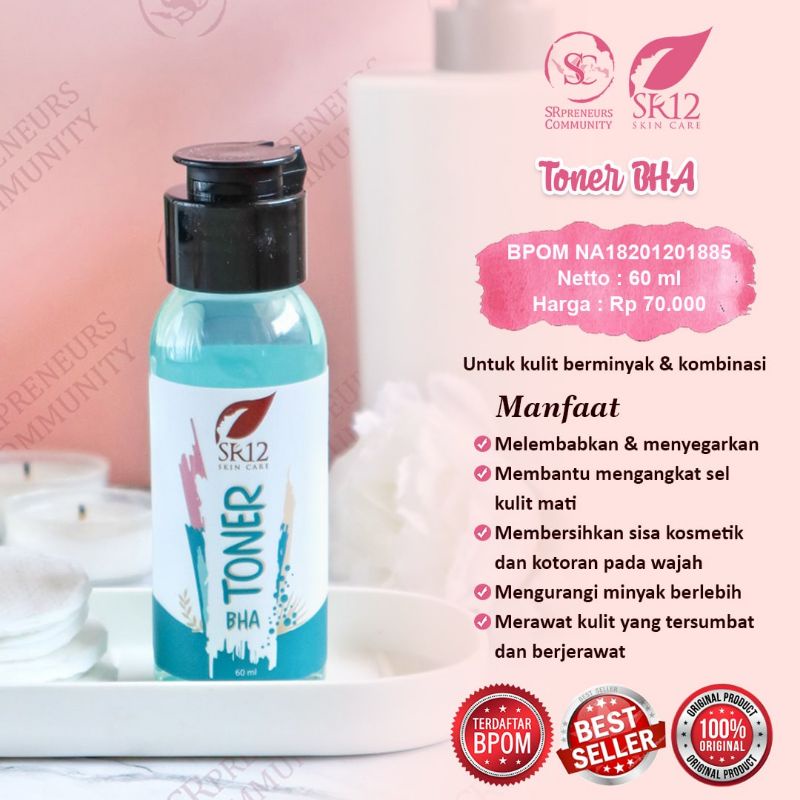 Toner BHA SR12/Toner BHA/Eksfoliating Toner/Toner Eksfoliasi/Toner Acne/Toner