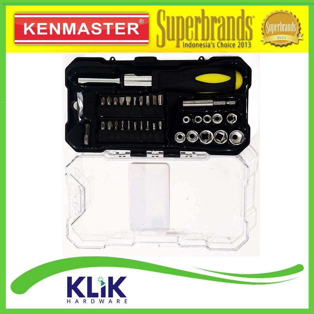 Kenmaster Kunci Shock Sock Sok Set 33 Pcs - Socket Wrench 1/4 Inch