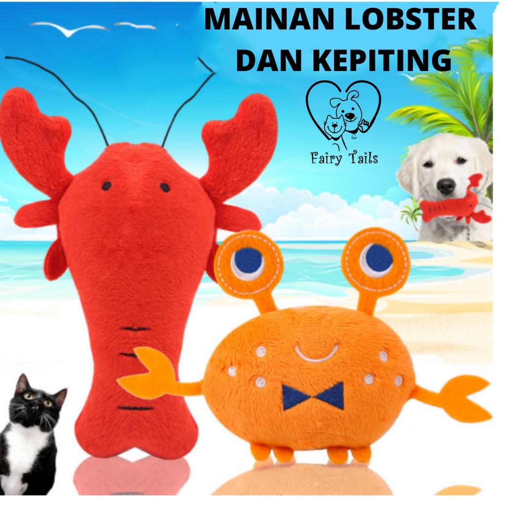 Mainan Gigit Boneka Gigitan Untuk Kucing dan Anjing / Pet Chew Plush Toy Bentuk Lobster dan Kepiting