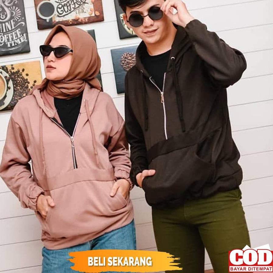 BiG PROMO Sweeter Couple Hoodie Jaket Couple Pasangan Sweater Wanita Crop Polos Couple Zaira - Bagus