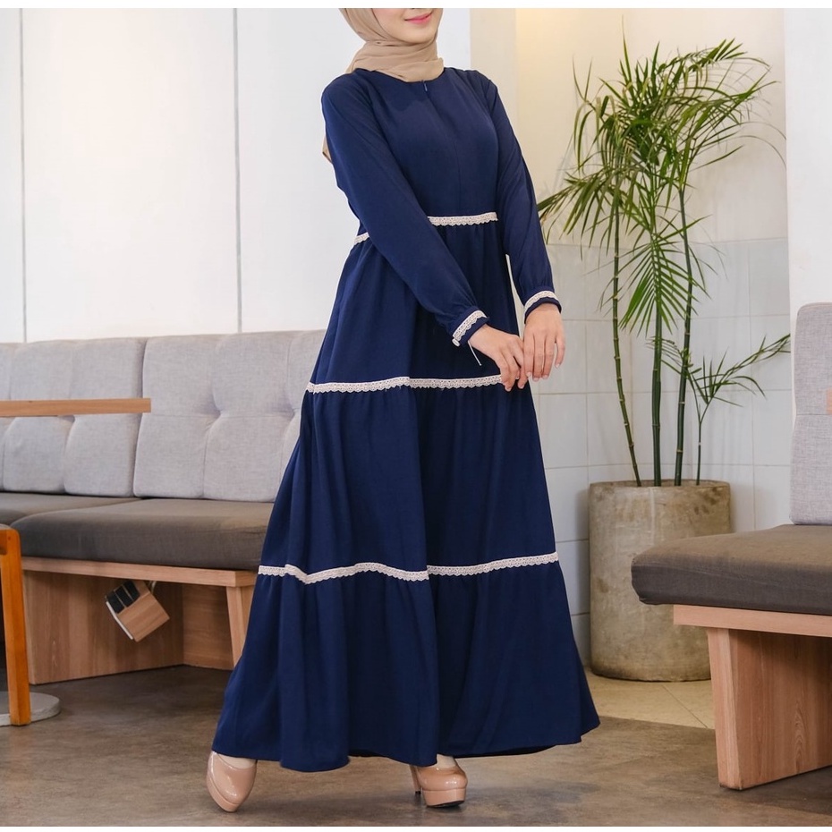 Gamis Polos Wanita  Diana Wollycreps Premium by Irnanda