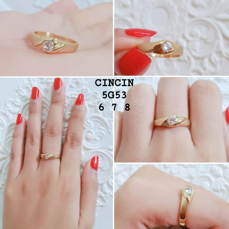 Cincin Kawin Titanium Anti Karat Permata Satu Cincin Terlaris Xupblink Jewelry FREE BOX