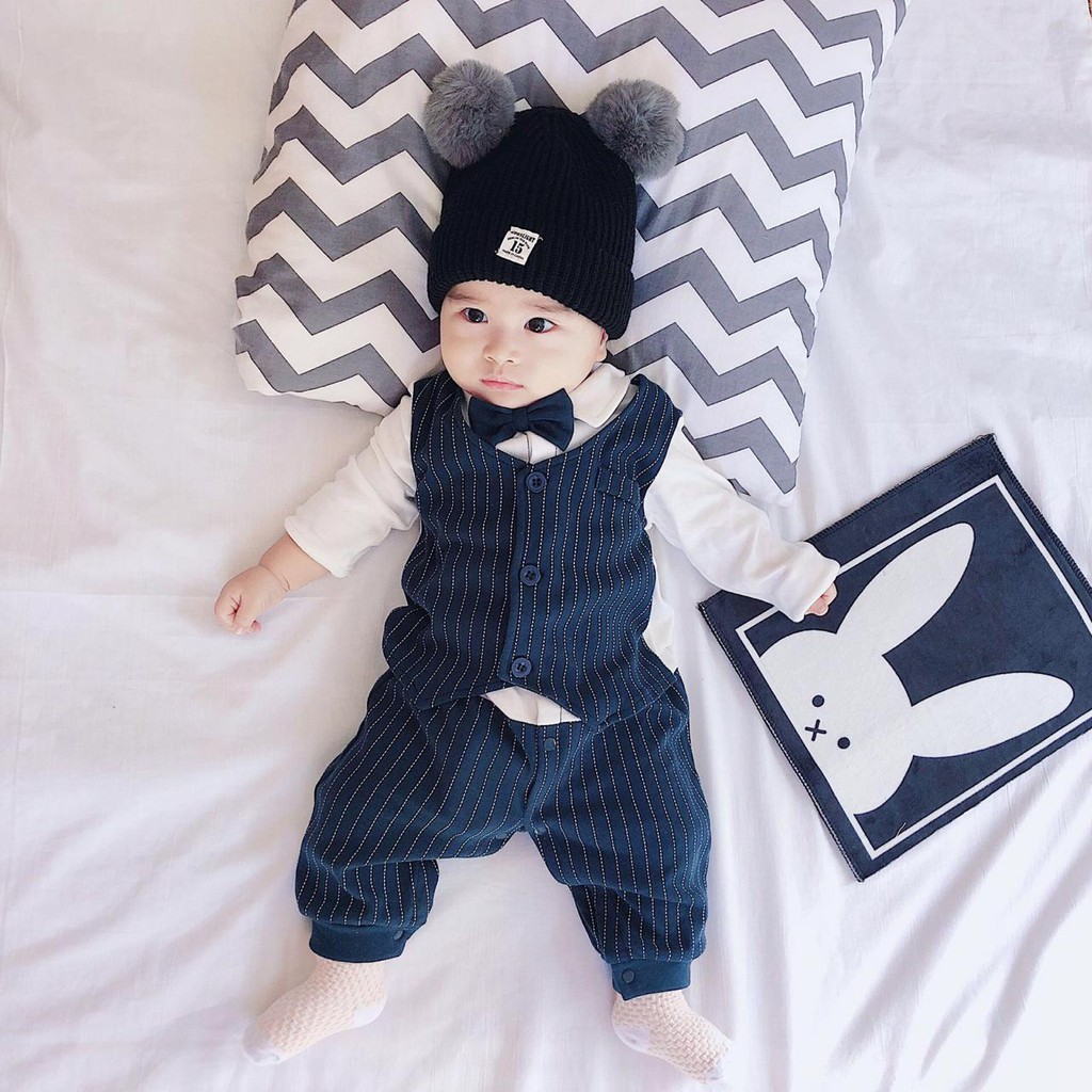 0-24 Bulan Baju Bayi Cowok Jumper dasi Lengan Panjang import Korea BA-257