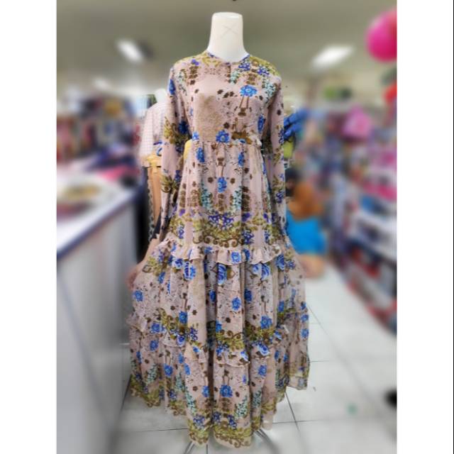Gamis bangkok wanita motif bunga import