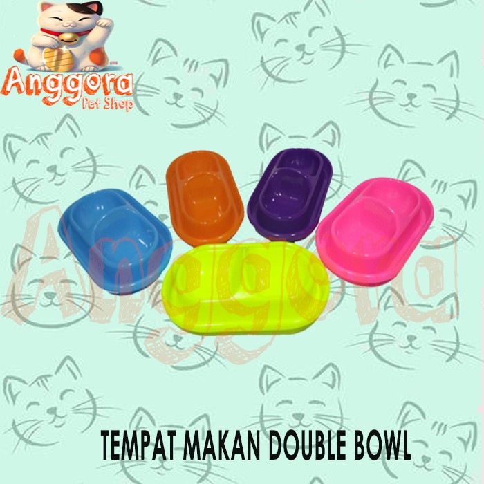 Tempat makan Kucing Anjing double bowl