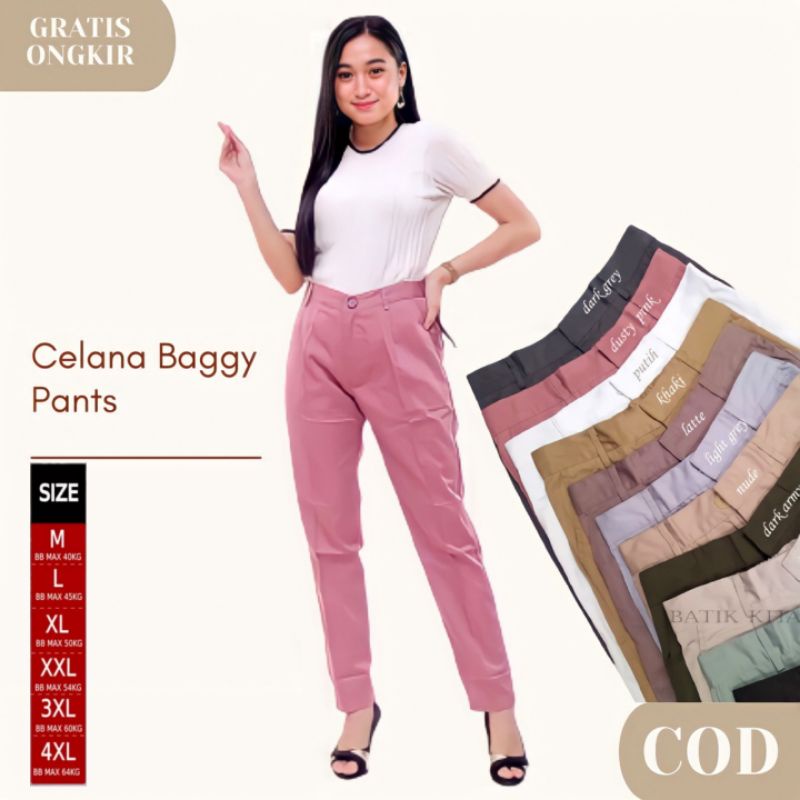 BAGGY PANTS PREMIUM AMERICAN DRILL GRADE A CELANA PANJANG WANITA CELANA KANTOR KERJA