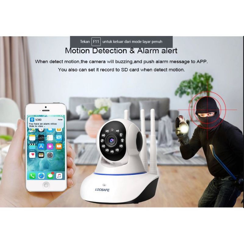 IP Cam V380 1080p HD Kamera Pengintai CCTV Wireles Wifi 3 Antena Camera - CCTV Pemantau Bayi Anak Night Vision - CCTV IP CAM 3 Antena