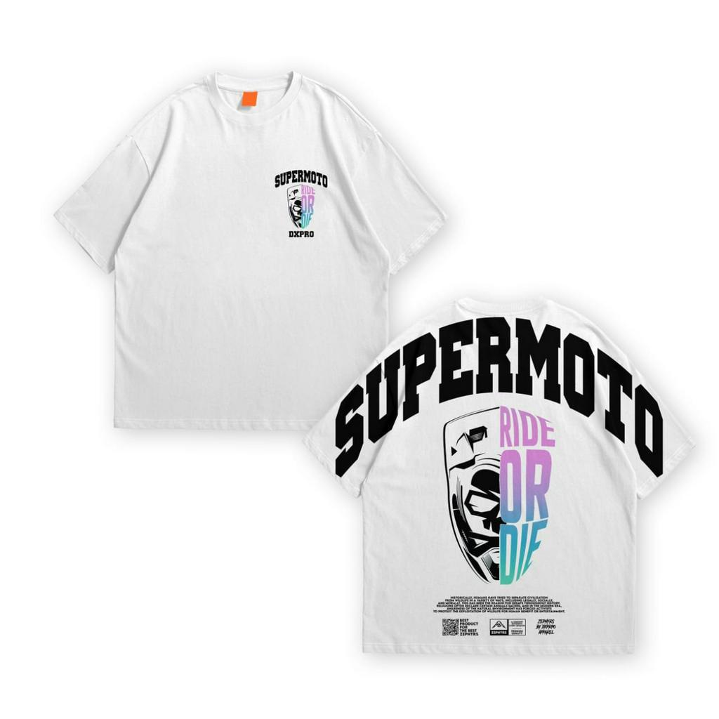 T-Shirt Kaos Oversize  Supermoto Glow Light Ride