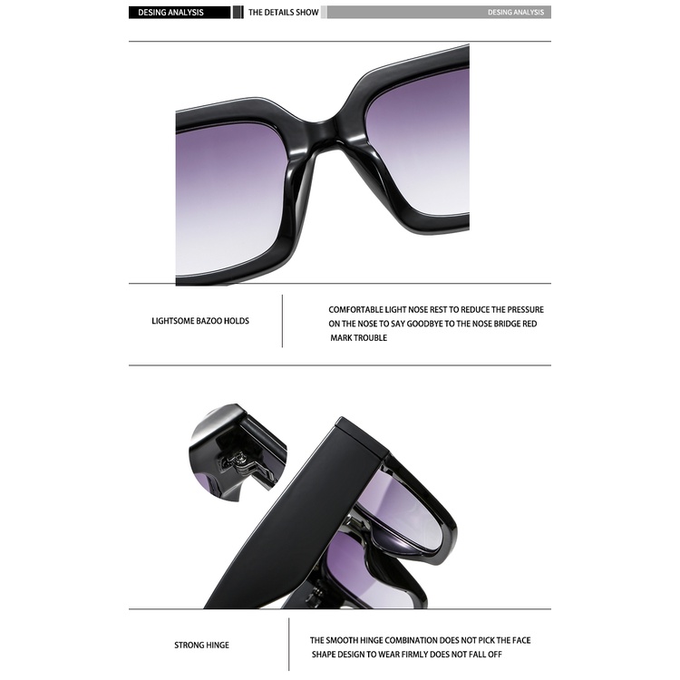 2021 European and American personality square fashion rice nail big frame ins trend men and women sunglasses metal hinge