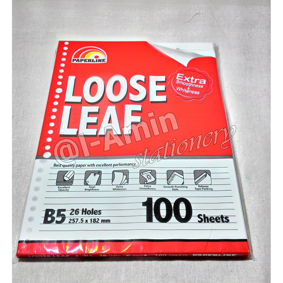 

Loose Leaf B5-100 Refill Book File/Kertas File B5 "Paperline