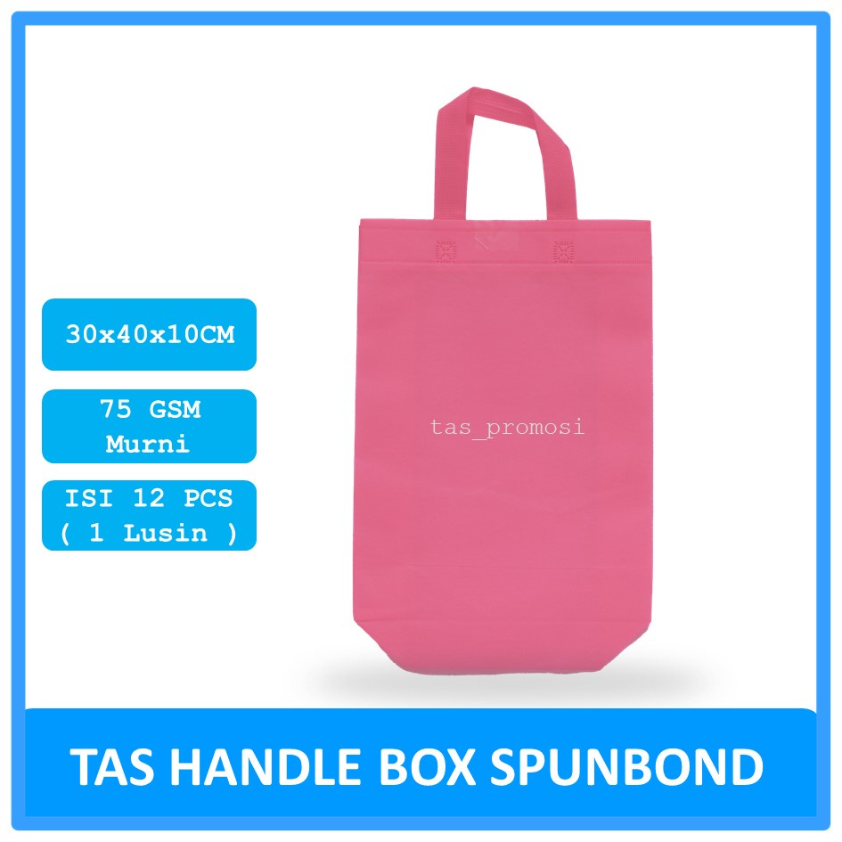 Goodie Bag Spunbond Box 30x40x10 Pink Satuan / Tas Spunbond Polos