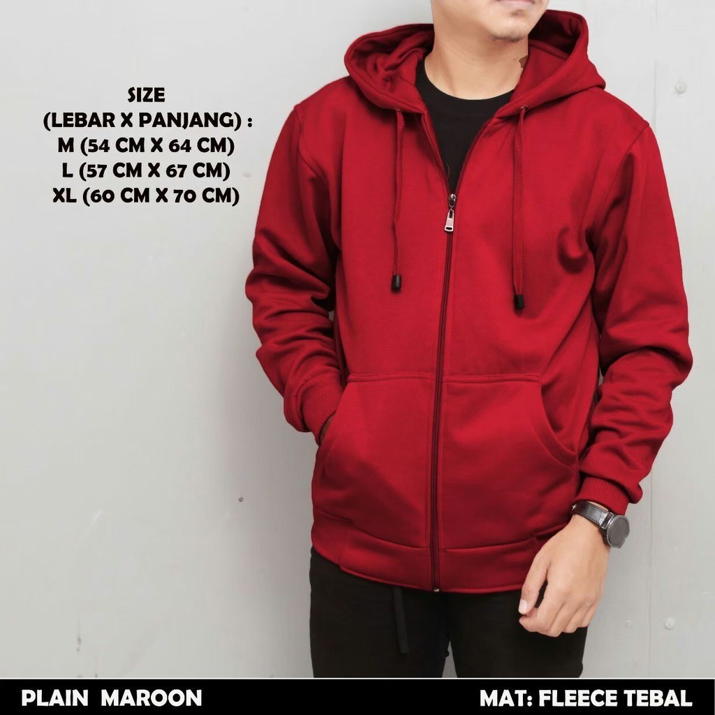 Jaket polos Ukuran M, L, XL, XXL  Pria Wanita dengan zipper Ritsleting Hoodie Sweater