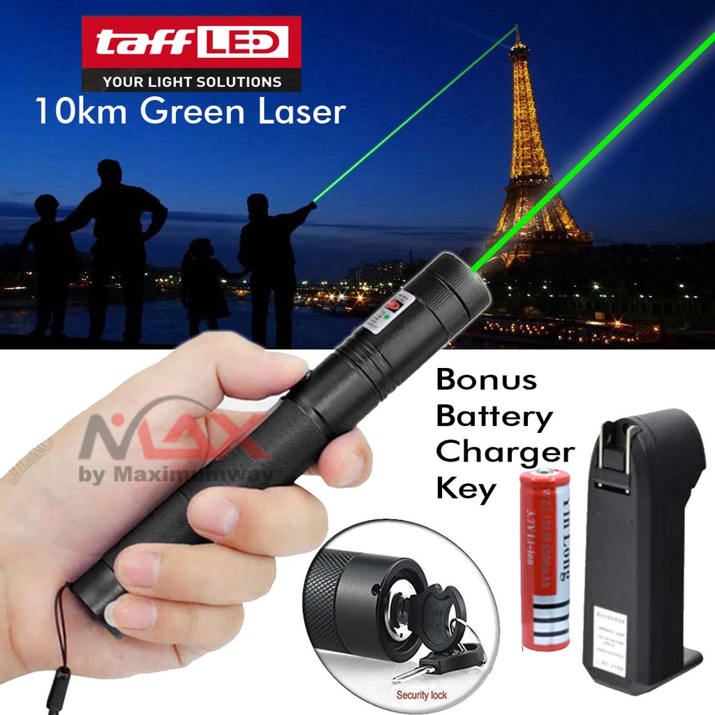 303 laser pointer jarak jauh 10km 532mW untuk rambu sinyal tanda lokasi penunjuk lokasi Green Beam Laser Pointer laser hijau target green dot batre laser senter laser high quality Military 100000M 532nm Green Red Light Flashlight Light Beam Camping Signal