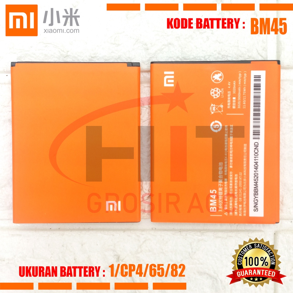 Baterai Battery Xiaomi Redmi Note 2 Baterai Kode BM45