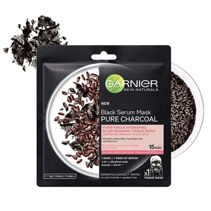 Garnier Skin Naturals Black Serum Mask Pure Charcoal Black Rice & Hyaluron