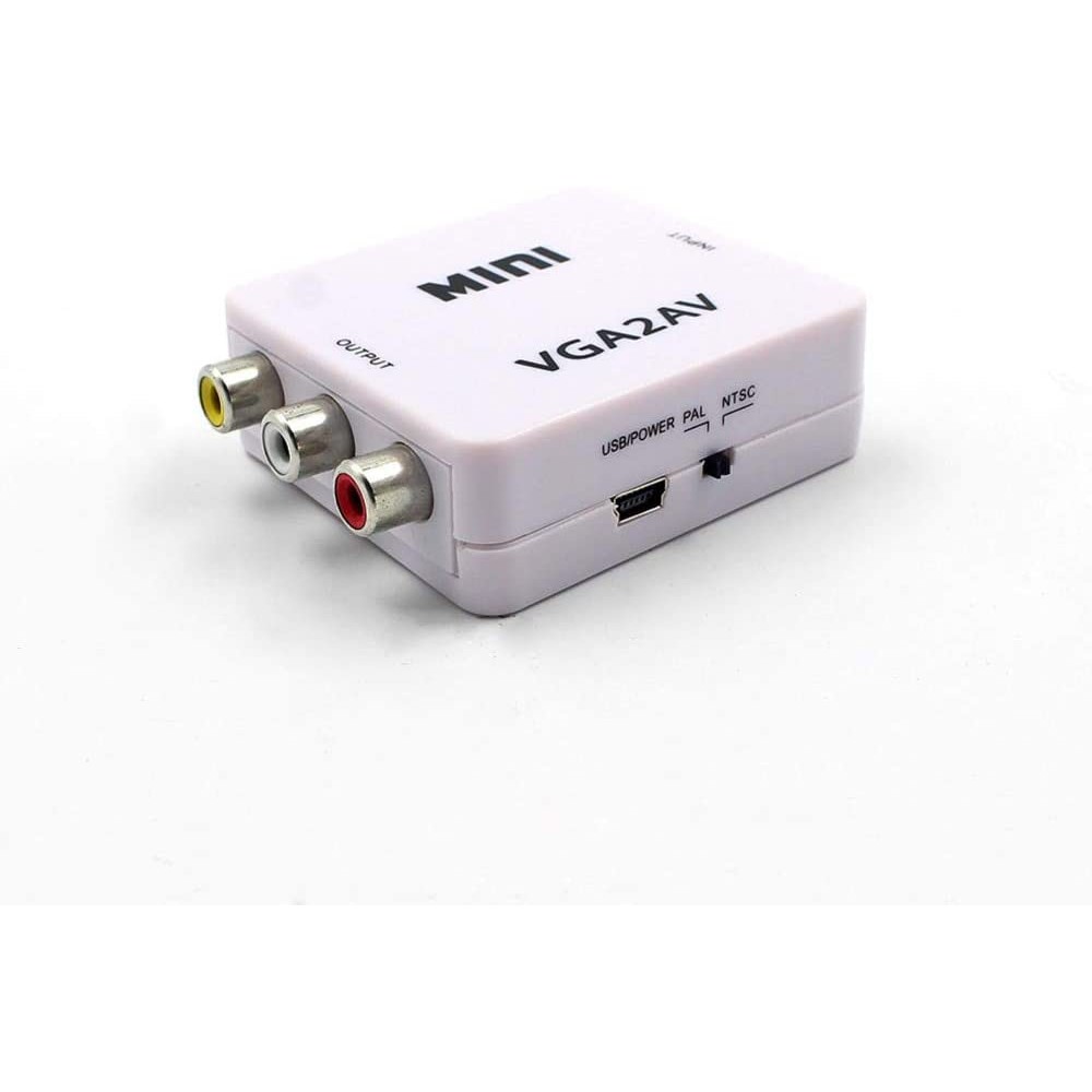 VGA2AV | CONVERTER VGA FEMALE TO AV FEMALE `MINI` + KABEL USB 5 PIN MALE / VGA2AV (BLACK / WHITE)