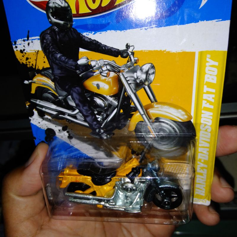 RARE Harley Davidson Yellow Motor Gede Moge Kuning Diecast Jadul Hw Hot Wheels Hotwheels Fat Boy Ok