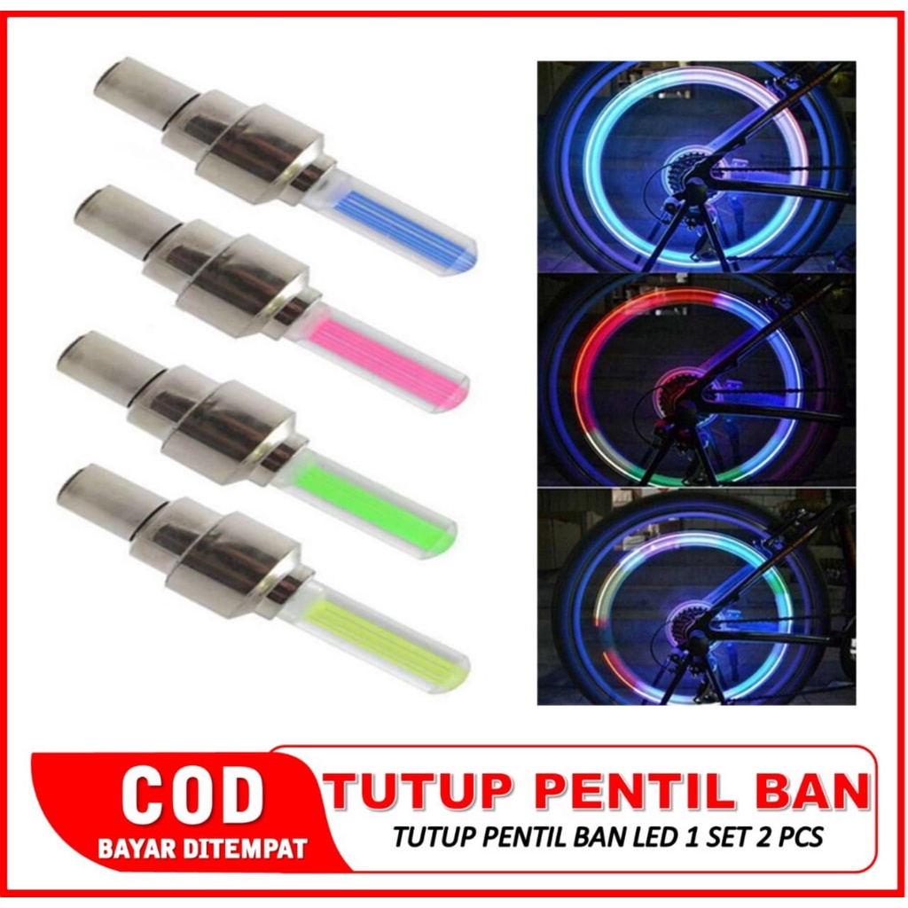 RD05 FUNSTORE PENTIL LED NYALA LAMPU RODA BAN MOBIL SEPEDA VARIASI MOTOR TUTUP PENTIL LED NYALA WARN