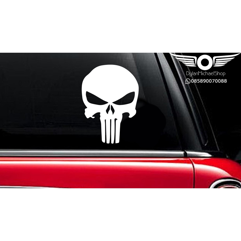 Stiker Mobil Marvel The Punisher Rear Car Cover Sticker Kaca 10cm cool
