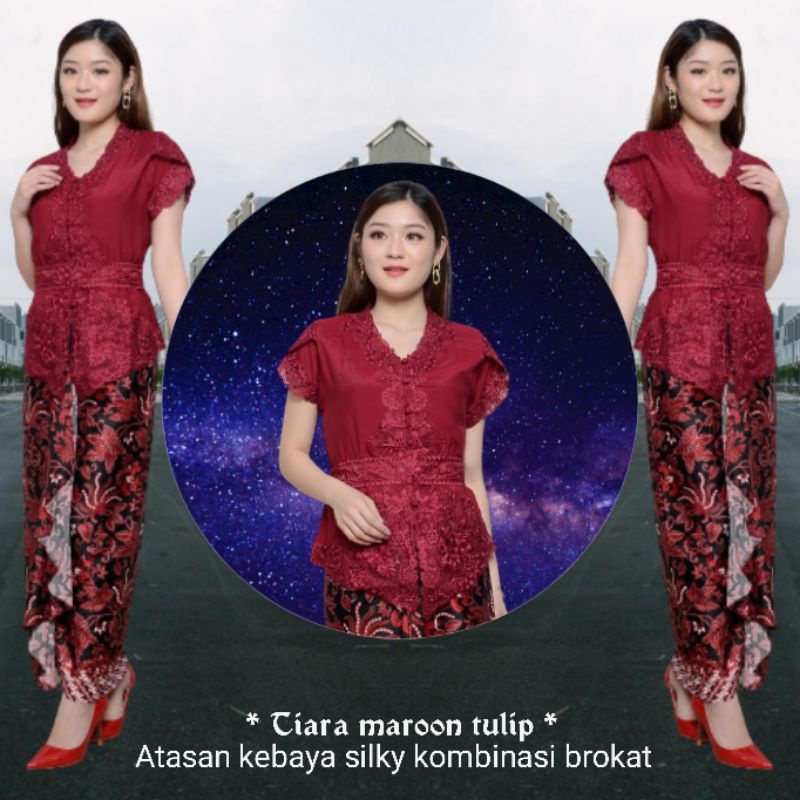 Atasan Kebaya Encim Aurora Senada Kutu Baru Modern Brukat Bordir