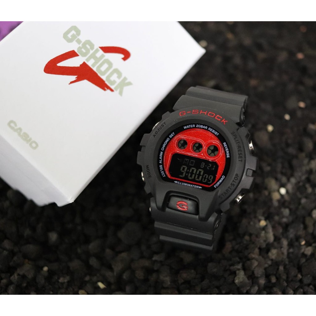 LIMITED  JAM TANGAN PRIA GSHOCK CASIO DW 6900 NEW HITAM LIS MERAH