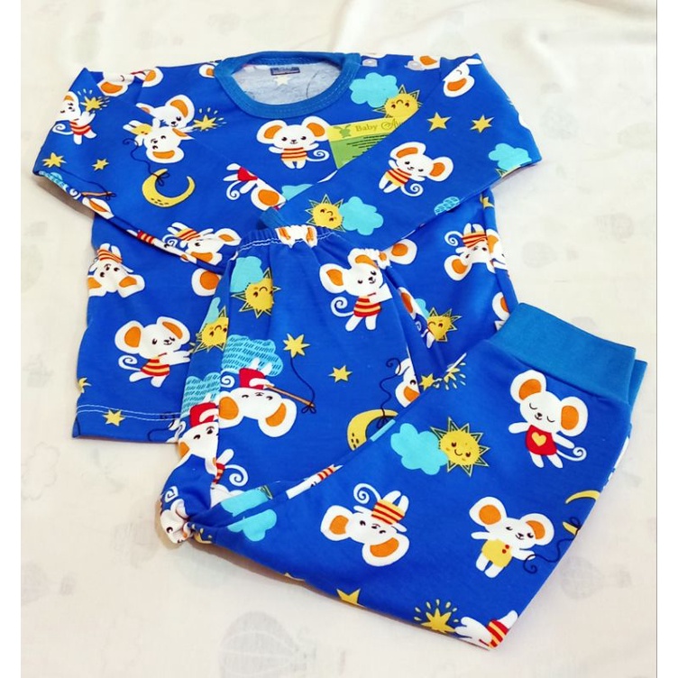 SETELAN BAJU PANJANG KANCING PUNDAK BABY ARUCHI / PIYAMA BAYI PANJANG ARUCHI SIZE S