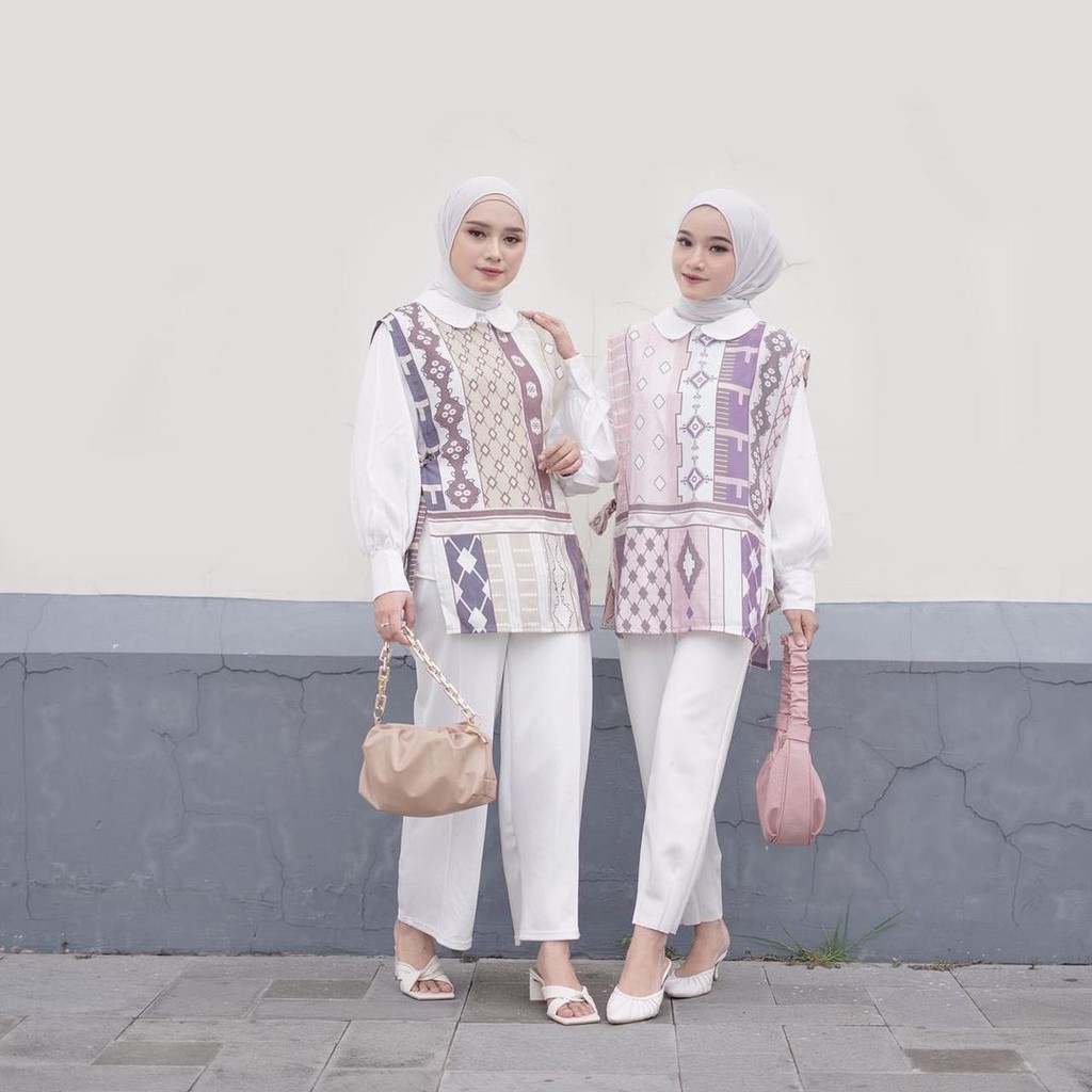 ATASAN WANITA LENGAN PANJANG - KEMEJA PUTIH FORMAL KANTOR BUSUI + ROMPI WANITA - SET KEMEJA VESTIKAT