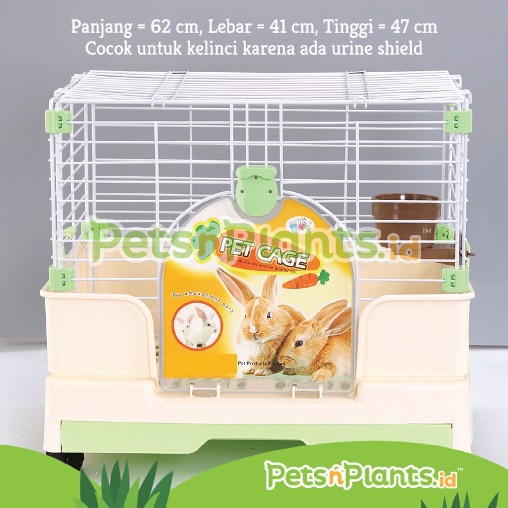 PnP Kandang Kelinci Besi Premium Besar Pet Bunny Wire Cage GREEN 62x41x47 PetsNPlants