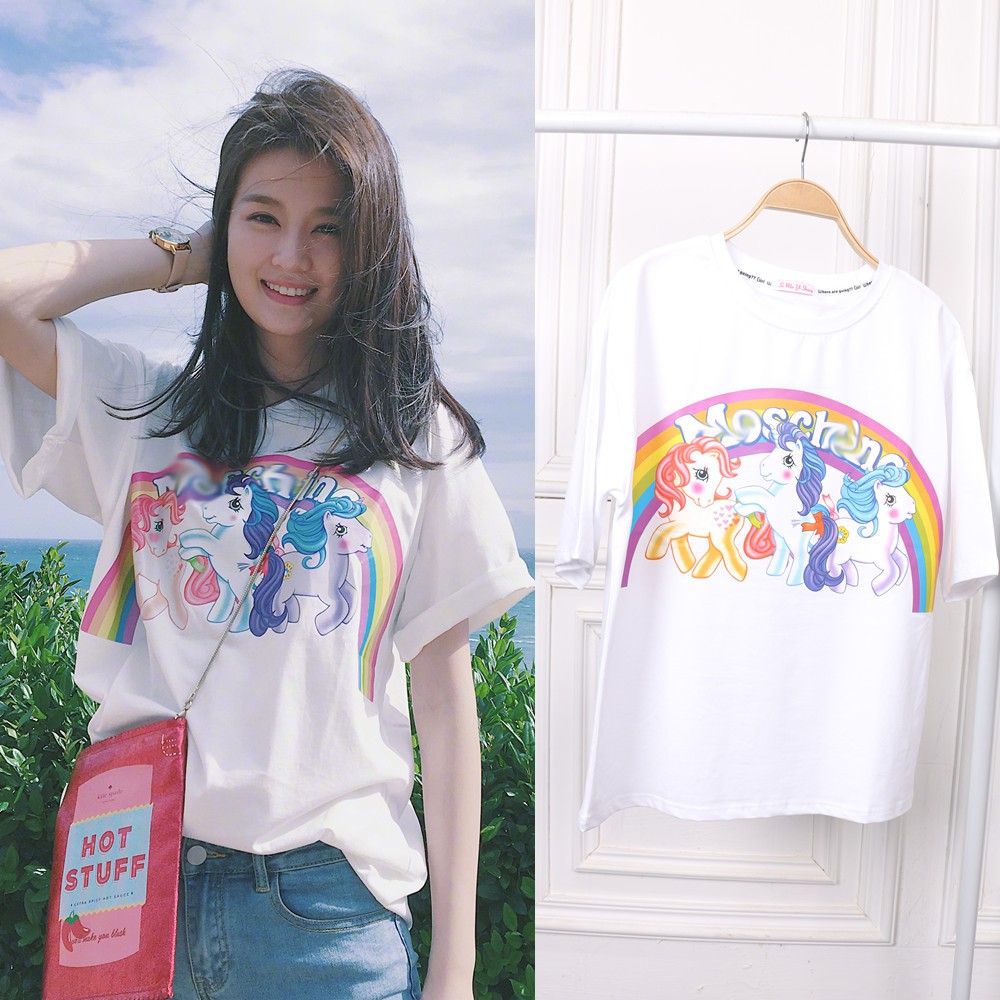 Yanee Kaos  T shirt Lengan  Pendek  Motif Print Unicorn Warna 