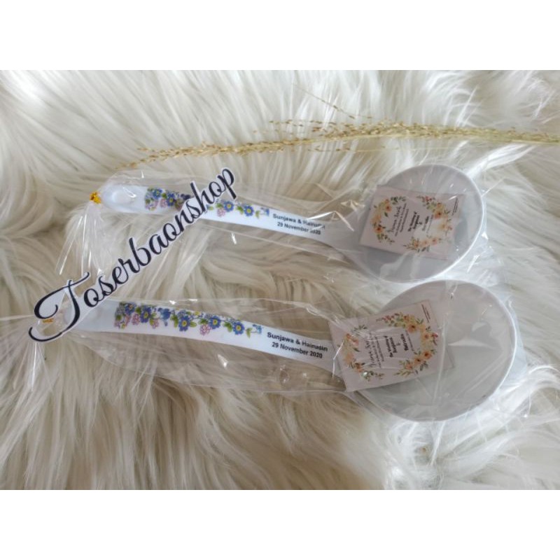 UNIK SOUVENIR CENTONG SAYUR IRUS MELAMIN LENGKAP SABLON KEMASAN PLASTIK