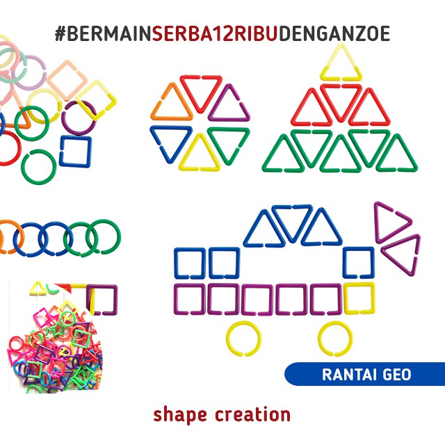 Zoetoys Rantai Geo 100gram |  Linking Shape Rainbow Geometry Shape Links Meronce Geometri Belajar Model Bentuk Mainan Edukasi Anak Jadul