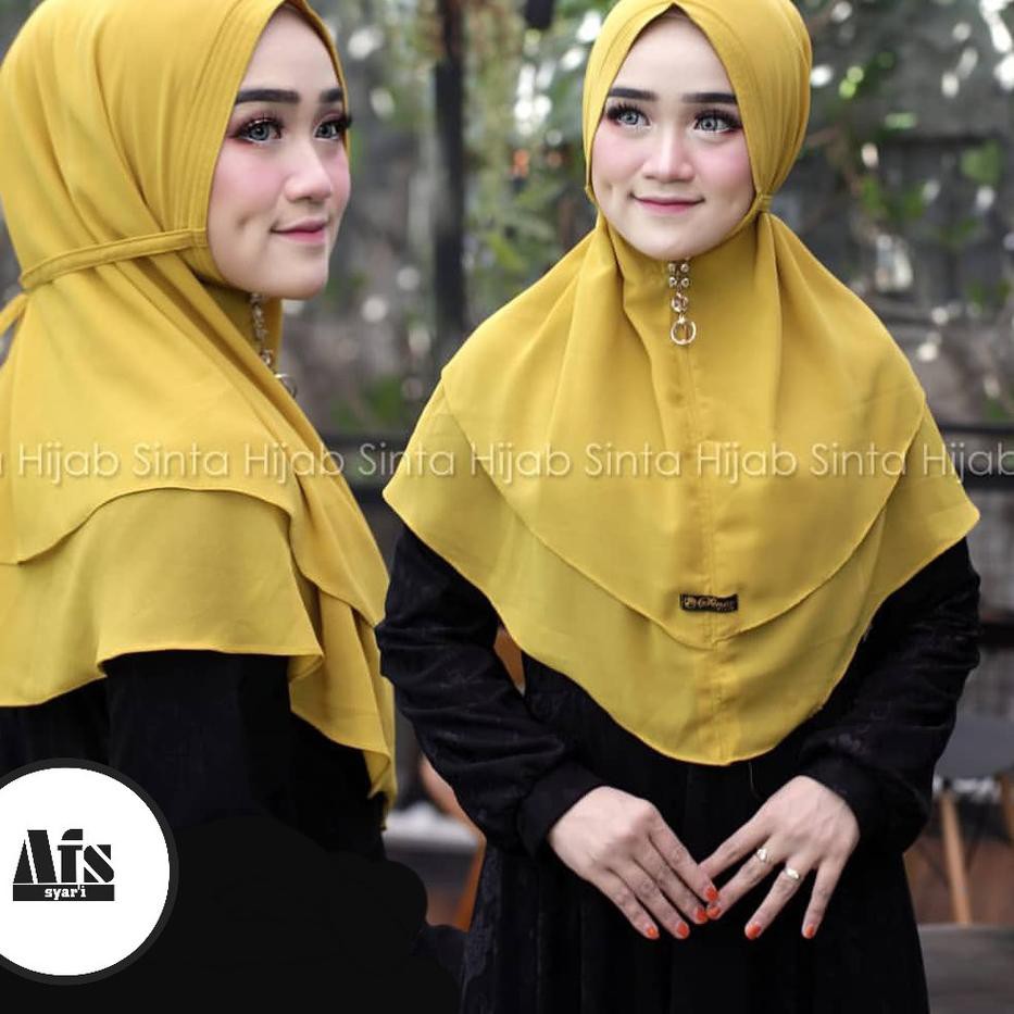 (PROMO MEGA) >> 512ZTN Hijab bergo maryam 2 layer ceruti baby doll import premium hijab (original