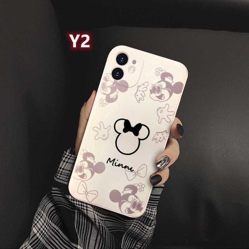 Casing Iphone 6 6s 7 8 Plus 13 11 Pro Max Xr X Xs Max Se 2020 iPhone 12 Pro Max 12 mini Gambar Kartun Mickey Minnie Warna Coklat Matte Ptu