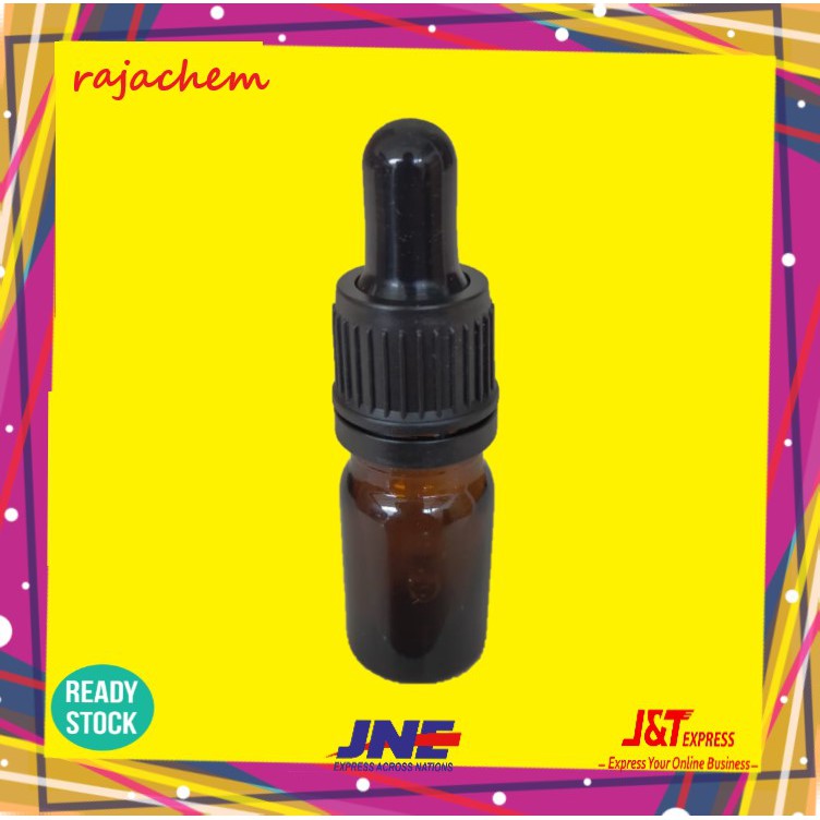 Botol Pipet Kaca Amber 5 ml Coklat Tebal Tutup Hitam Segel