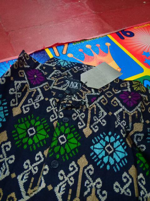 Freypv 7096 Short Batik Black Blue Green M-xl Kemeja Batik