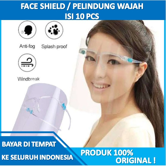 Face Shield 10 Pcs / Face Shield Anti Virus / Pelindung Wajah Dari Bahan Mika / 10 Pcs Face Shield