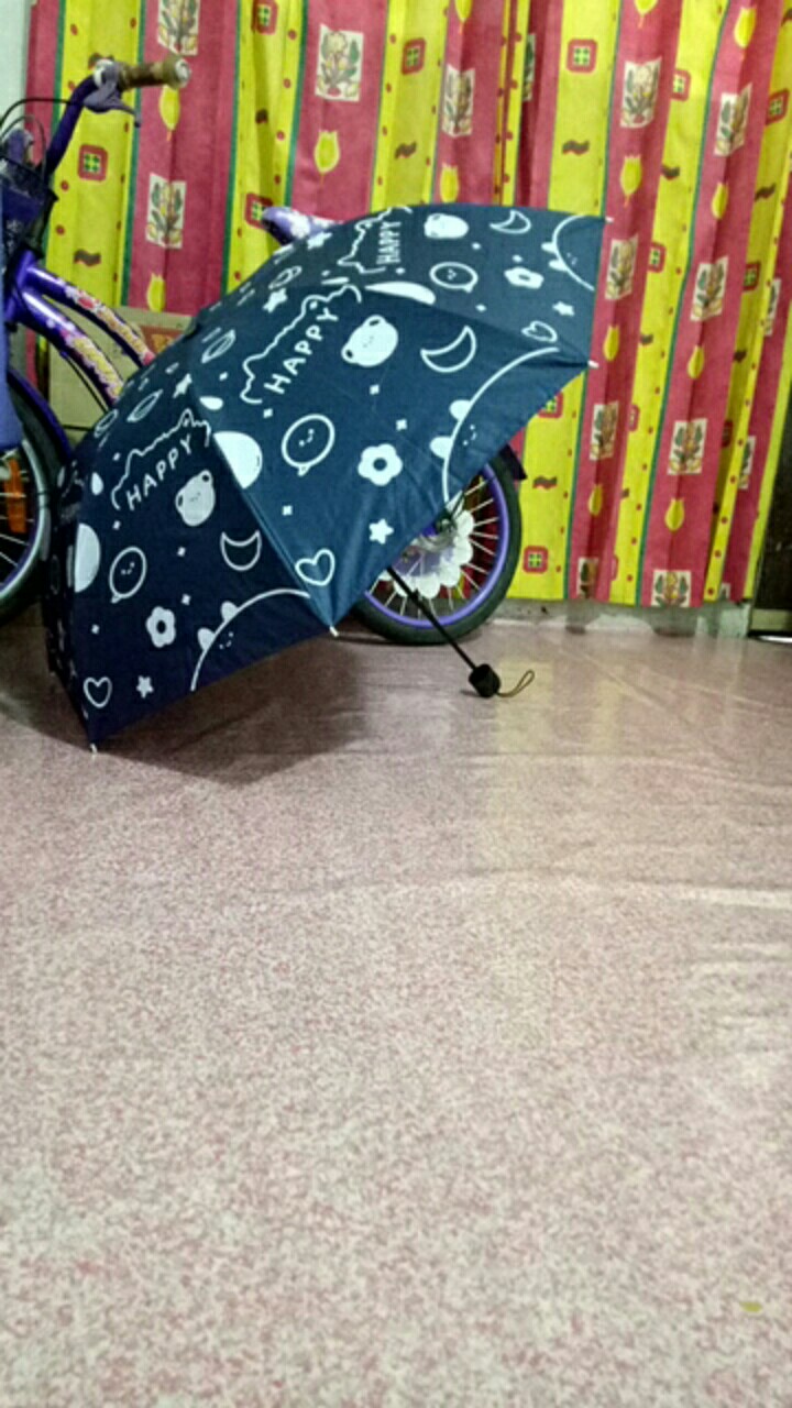 Payung Lipat 3 Happy Full Print / Lapis Hitam Anti Uv / Grc - 001