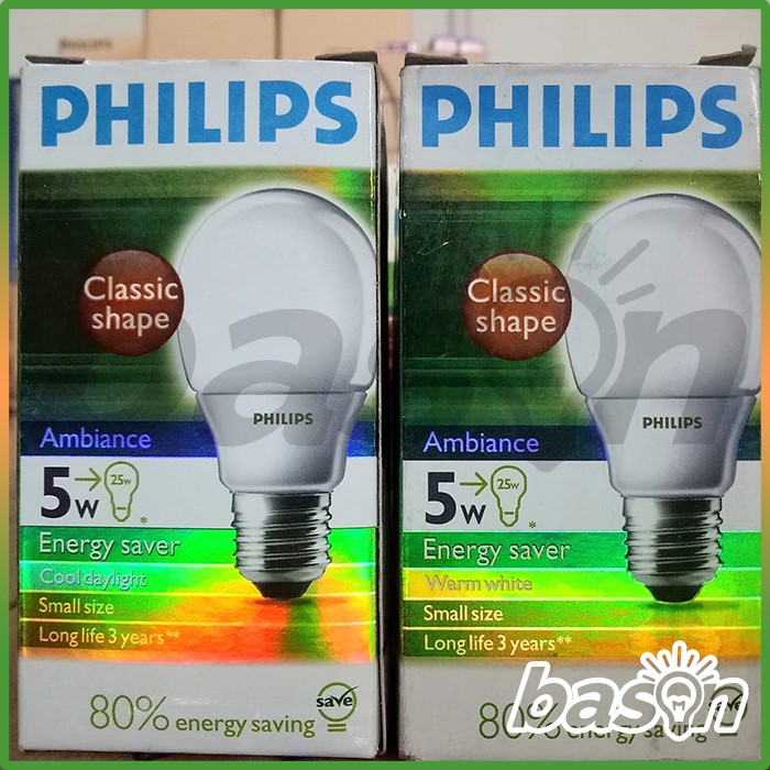 PHILIPS Ambiance A55 5W E27 - Lampu Hemat Energi - Putih atau Kuning