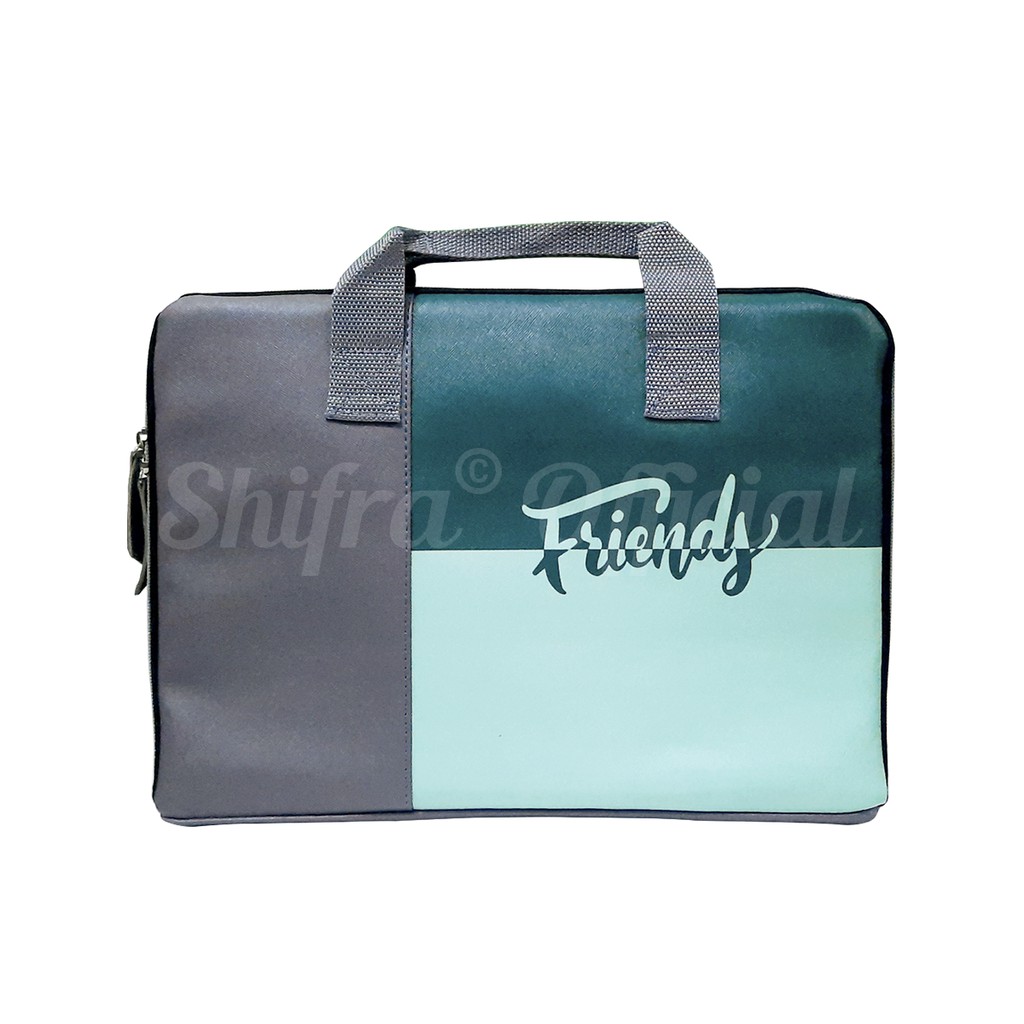 Shifra Tas Laptop Jinjing Friends and Love Grey Maroon Navy