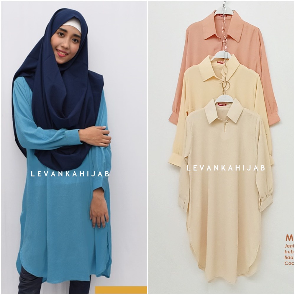 Atasan Wanita Long Tunik atau Baju atasan wanita model tunik bahan Bubble Crepe