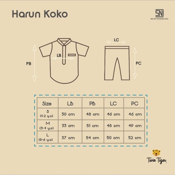 TWIN TIGER HARUN KOKO SETELAN BAJU ANAK KOKO SET MUSLIM BAJU LEBARAN ANAK LAKI LAKI SML 1-6 tahun CBKS